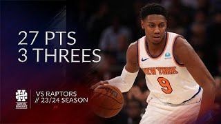 RJ Barrett 27 pts 3 threes vs Raptors 23/24 season