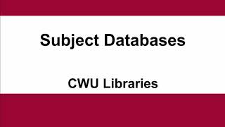 Subject Databases