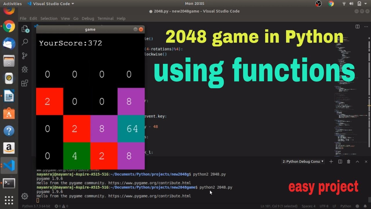 2048 Gui Game Using Functions In Python With Code Easy Youtube