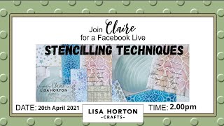 FACEBOOK LIVE - CLAIRE NEWCOMBE  Stencilling techniques part 2 Aperture