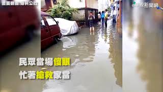 10分鐘大雨! 台南永康中華路淹成河