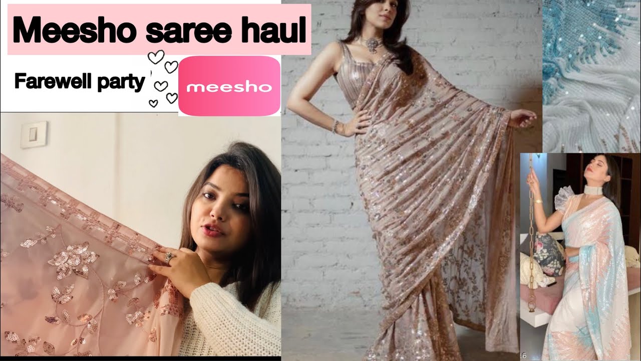 Meesho Saree Haul Farewell Party Wedding Guest Youtube