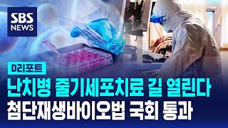 난치병 줄기세포치료 기회 넓힌다…첨단재생바이오법 등 통과 / SBS / #D리포트