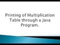 Printing of Multiplication Table through a Java Program