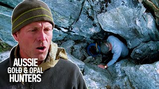 American Miner Risks LIFE By Going Into Narrow Cave Searching For Gold | Ice Cold Gold