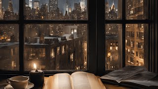 Manhattan Study Ambience in NYC 🌃 | Rainy Night Ambience for Study, Sleep, and Relaxation☕🌧