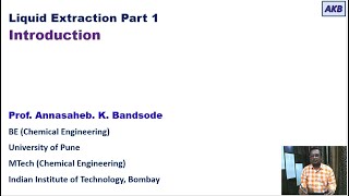 Liquid Extraction Part 1 Introduction to Liquid Extraction