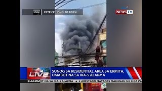 NTVL: Sunog sa residential area sa Ermita, umabot na sa ika-5 alarma