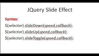 JQuery Slide Effect | slidedown(),slideup() & slideToggle() | JQuery lecture 9
