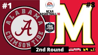 #1 Alabama vs #8 Maryland - NCAA Basketball 10 Simulation!