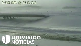 Así luce en estos momentos la autopista  I-35 en la ciudad de Owatonna