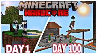 We Survived 100 Days in Sky Block Only World In Minecraft Hardcore | Duo 100 Days Survival Series 🌍