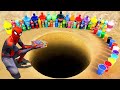 Spiderman & Big Toothpaste Eruption from Giant Coca Cola, Mtn Dew, Mirinda, Orbeez & Fanta vs Mentos