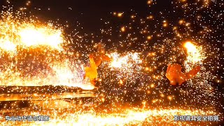 Chinese Intangible Cultural Heritage: Iron Flower Fireworks． 中国非物质文化遗产＂打铁花＂ #shorts #beautiful