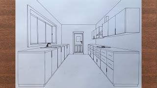 How to Draw a Kitchen in 1-Point Perspective