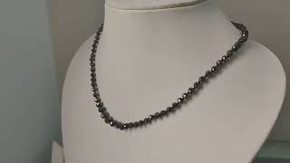 4.5mm-7mm Black Diamond Beads Necklace In Knot Style, Very Elegant Style