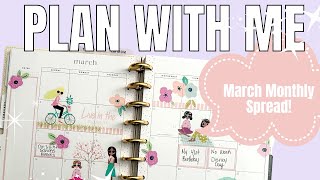 March 2025 Monthly Plan With Me | Spring Squad Girls Spread | Classic Happy Planner