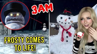 DO NOT MAKE A SNOWMAN AT 3 AM!! (*FROSTY THE SNOWMAN COMES TO LIFE!!*)