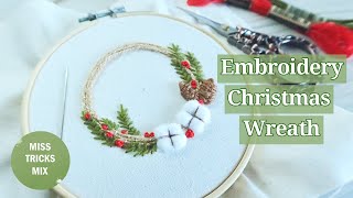 DIY: Embroidery Design Christmas Wreath | Christmas Craft | Sewing Craft | Embroidery Craft