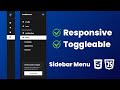 Responsive Toggleable Sidebar Menu With HTML CSS JavaScript | Sidebar Menu