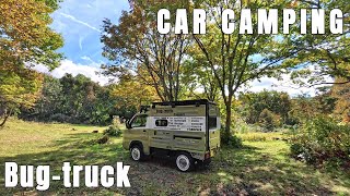 A campsite full of nature in a Japanese hot spring resort | PANEL VAN | Car camping | ASMR