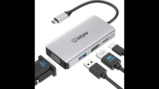 INTPW USB C to VGA Adapter, USB C to HDMI 4K Multiport Adapter