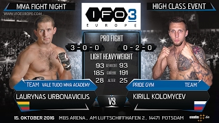 IRON FIGHTERS 3 O. - LAURYNAS URBONAVICIUS vs. KIRILL KOLOMYCEV - HIGH CLASS EVENT - Full PRO Fight