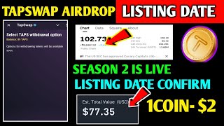 Tapswap Season 1 is Over | Tapswap Update | Select Taps Withrawl option | tapswap Listing