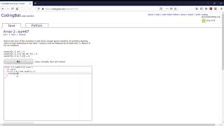 Array-2 (sum67) Java Tutorial || codingbat.com