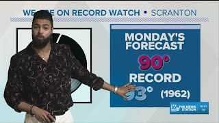 Near record high temperatures Monday & Tuesday