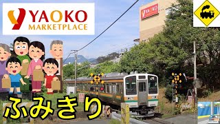 【ふみきり】ヤオコー前踏切　JR吾妻線　Japan Railway crossing JR Agatsuma LINE RAILWAY(Gunma japan)