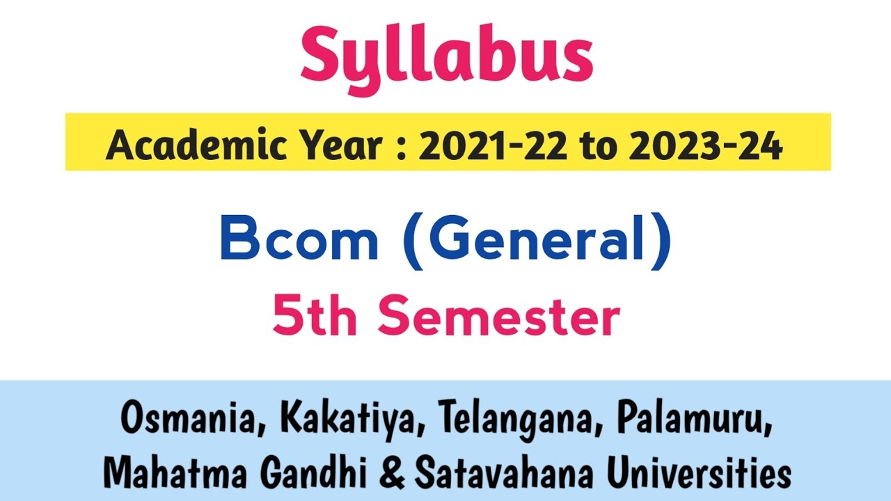 Syllabus 2023-24 | Bcom General | Bcom 5th Semester | Subjects | UG ...