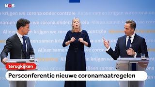 TERUGKIJKEN: Persconferentie nieuwe coronamaatregelen; horeca sluit, mondkapjes verplicht