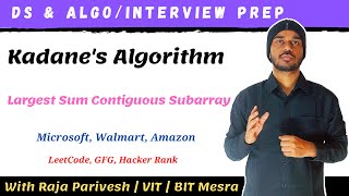 Maximum Subarray | Largest Sum Contiguous Subarray | Kadane Algorithm | LeetCode | GFG