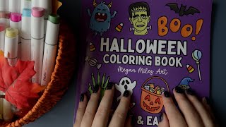 ASMR No Talking - Let's Color EVERY Page Of The Halloween Book Together (pt.3) 🔮🖤👻