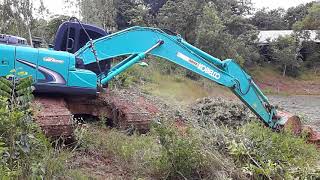 รีวิว kobelco sk200-super-xm เคลียริ่งต้นไม้ขอบสระ เร็วจัด EP.2247