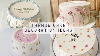 Simple Birthday Cake Decoration || Aesthetic Cake Design Ideas || Trendy Cake|Pinterest Cake Design