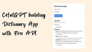 How I Built a Dictionary App Using chatgpt ( HTML CSS & JavaScript) Free Dictionary API + @ChatGPT