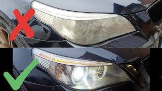 How To Clean \u0026 Restore Headlights | Yellow, Foggy Oxidation | BMW 5 Series E60 | Autoglym Kit