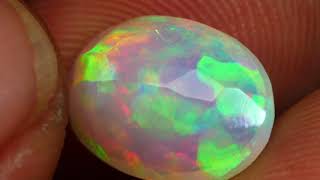 2.20 CRT MILKY FACETED FLAGSTONE PATTERN DELUXE FIRE WELO OPAL