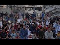 Displaced Palestinians perform Eid prayers outside demolished mosques in Gaza