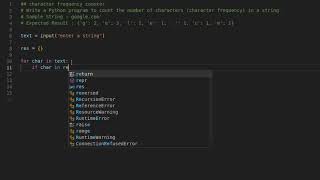 python Exercise: character frequency counter