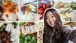 WHAT I EAT IN A WEEK AS A PREMED (Realistic) | Saving Money, Self-Care, Workouts + Covid Testing!