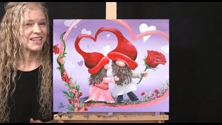 Learn How to Draw and Paint "LOVE GNOMES" with Acrylic - Paint and Sip at Home - Fun Beginner Lesson