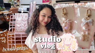 studio vlog 🧸 packing coquette keychains, drawing a new mascot + booth prep updates