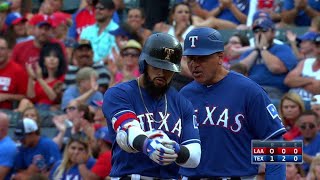 LAA@TEX: Odor lines an RBI single to open the scoring