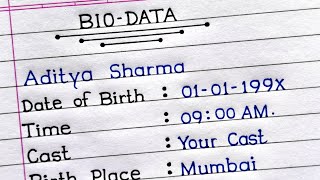 How To Write Marriage Biodata For Boys In English | How To Make Biodata | Biodata Format |