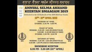 Selma, CA - Annual Akhand Keertan Smaagam - Sat Eve Raensabaayee Keertan (Apr 20-21, 2019)