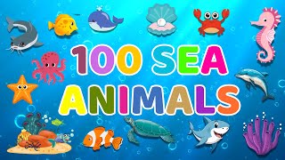 100 Sea Animals | Learn Sea Animals Names | Sea Creatures | Kids Learning | BrainyBeams