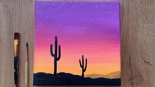 Sunset Acrylic Painting Easy for Beginners | Easy Acrylic Sunset Painting Demonstration
